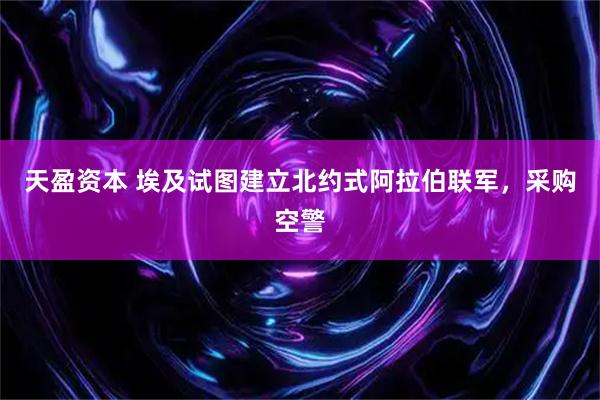 天盈资本 埃及试图建立北约式阿拉伯联军，采购空警