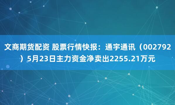 文商期货配资 股票行情快报：通宇通讯（002792）5月23日主力资金净卖出2255.21万元