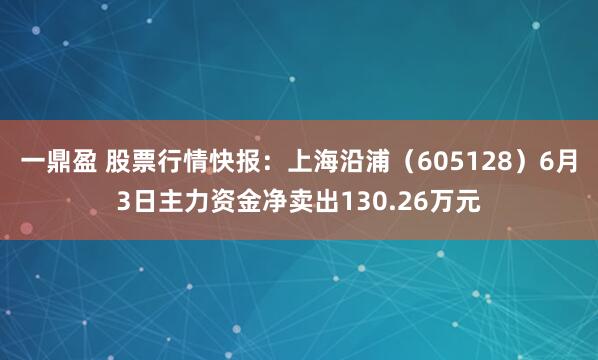 一鼎盈 股票行情快报：上海沿浦（605128）6月3日主力资金净卖出130.26万元