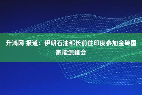 升鸿网 报道：伊朗石油部长前往印度参加金砖国家能源峰会